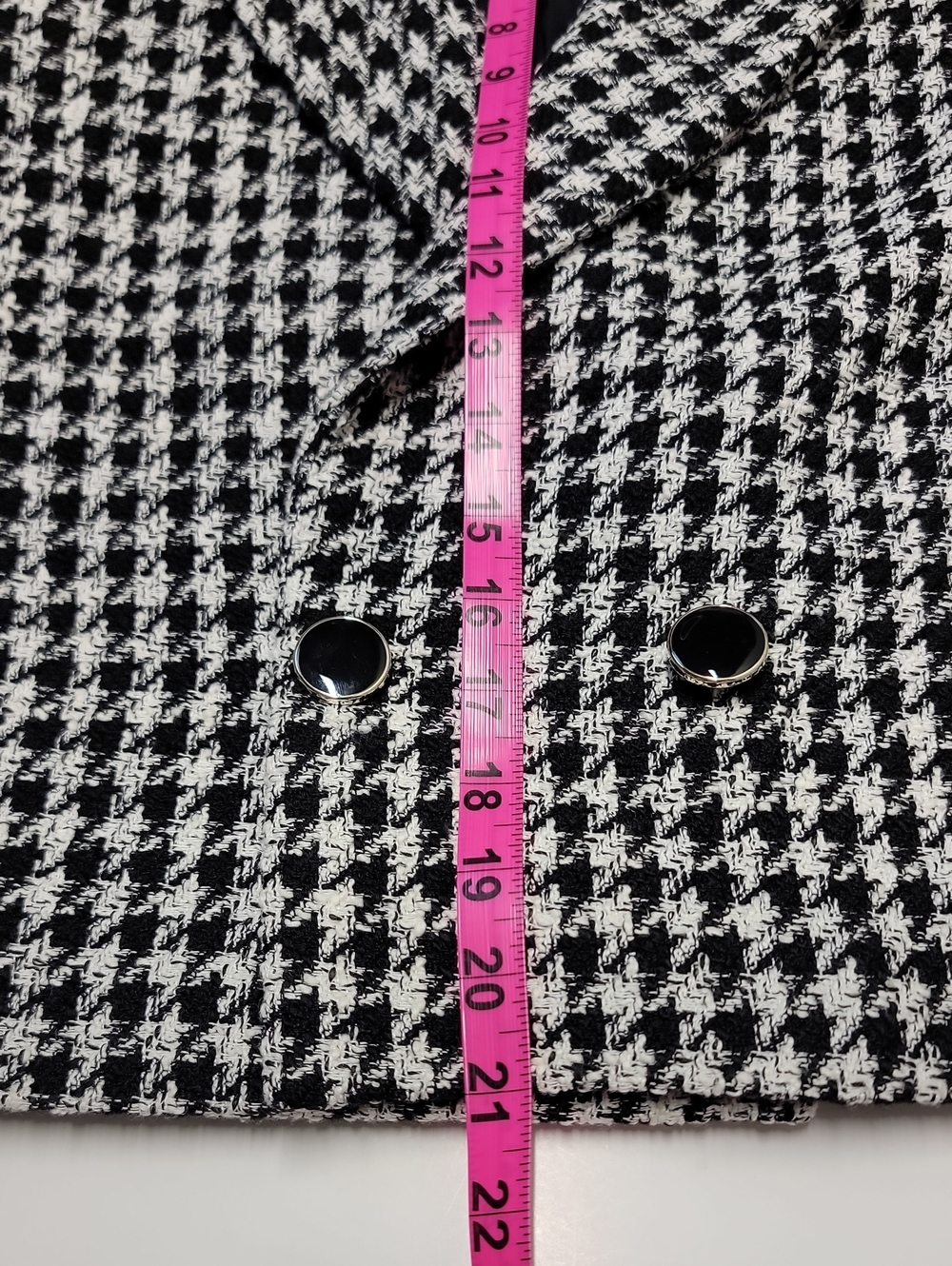 Maison d'Amélie Houndstooth Cropped Blazer Jacket - Black & White Sz 4 Perfect - Picture 13 of 14